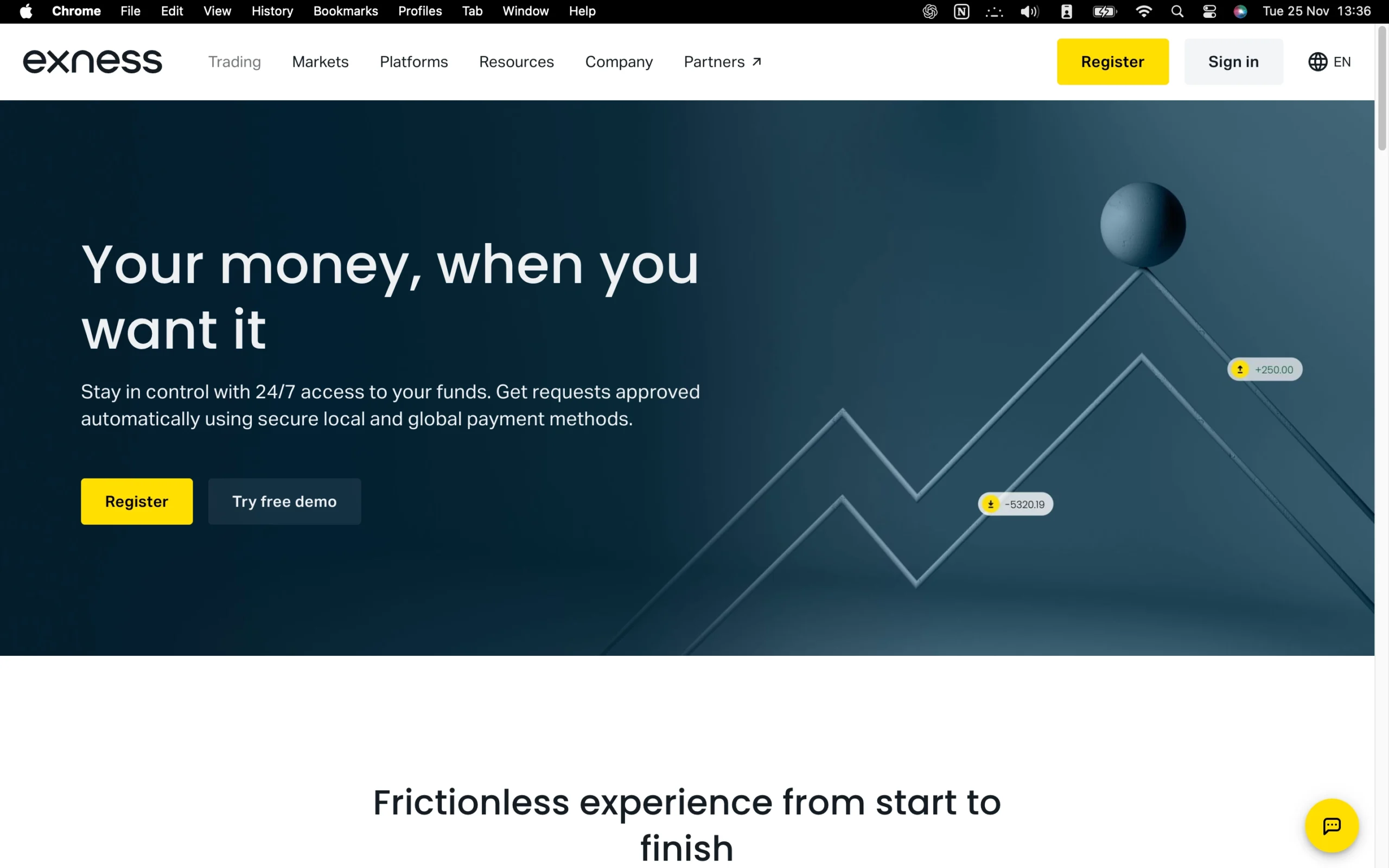 Exness review image showing all funding and withdrawal methods.