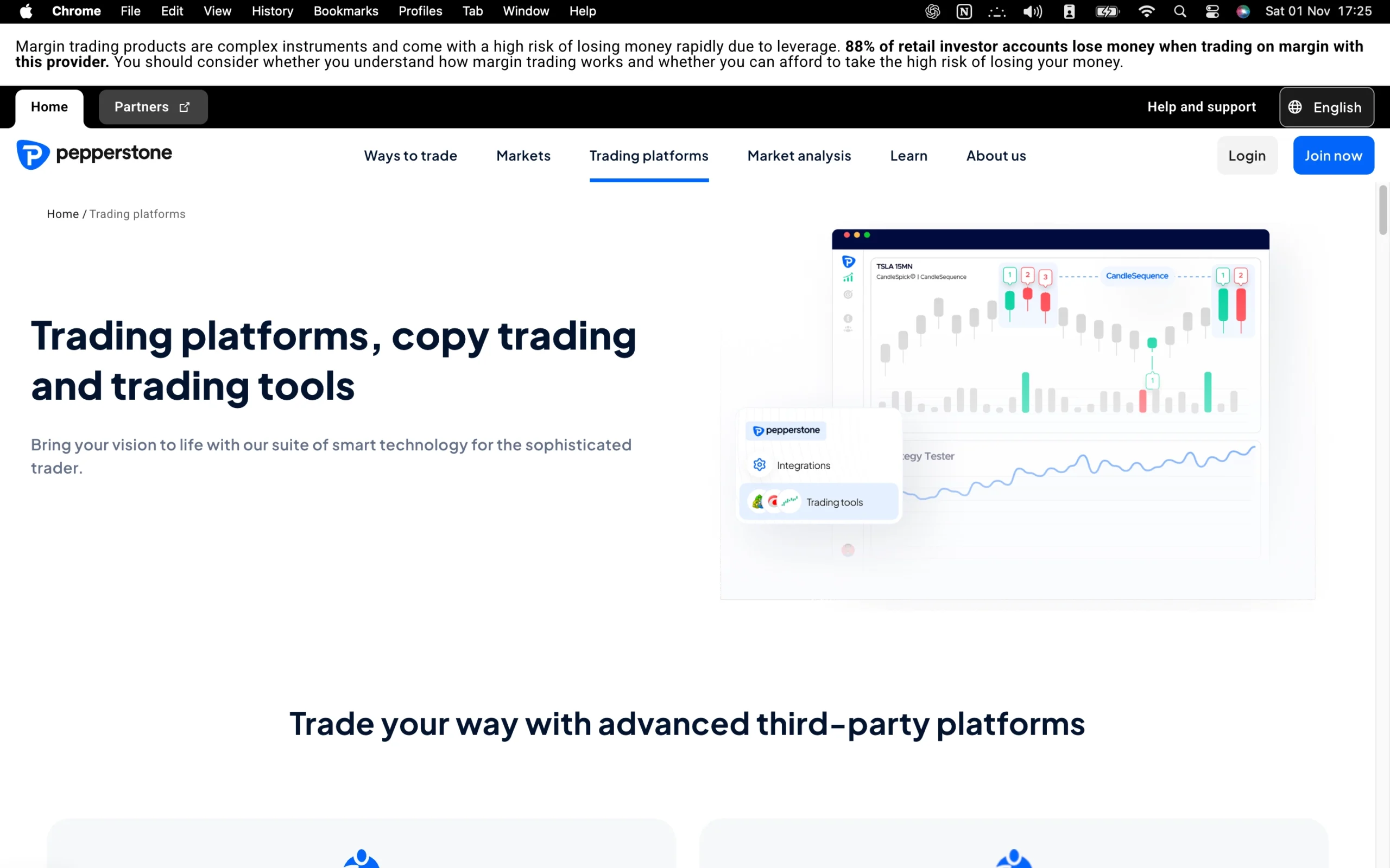 Pepperstone review image showing the trading platforms available to clients, including MT4, TradingView, and cTrader.