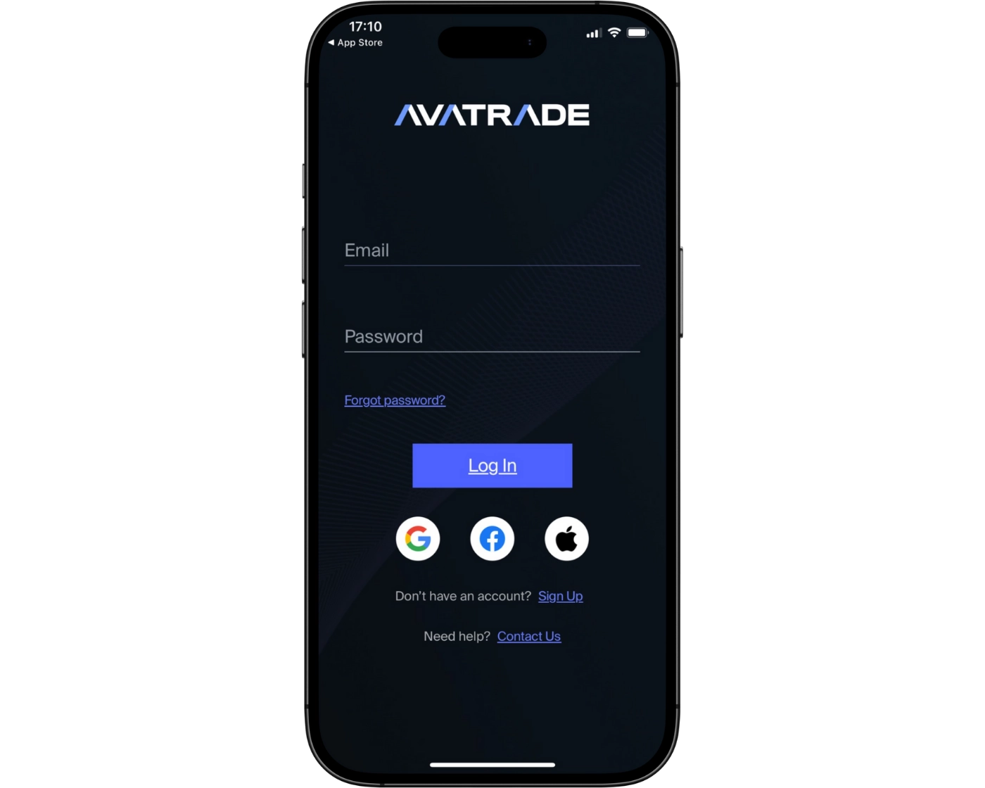 AvaTrade review image showing the AvaTrade login page where clients enter their login number, server, and password.
