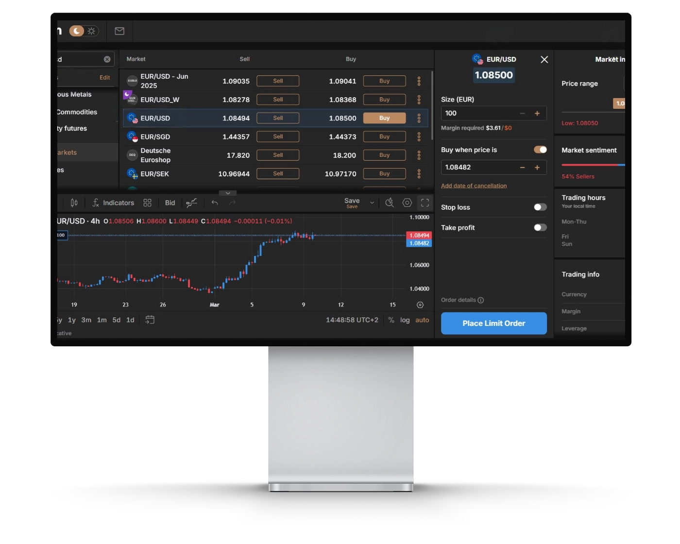 Capital.com review image showing how to place orders and open trades on the Web Trading trading platform.