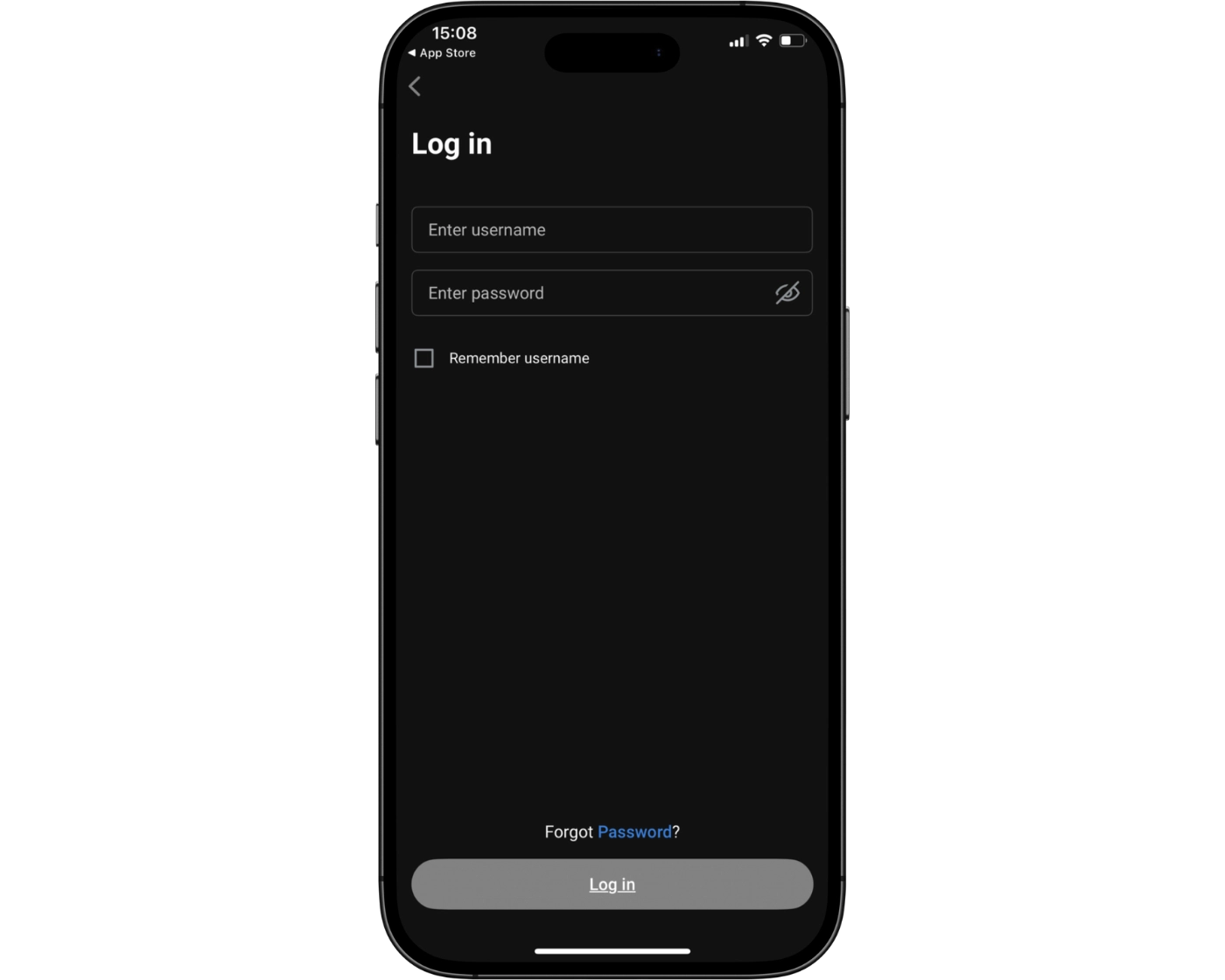 Forex.com review image showing the Forex.com mobile app login page where clients enter their login number, server, and password.