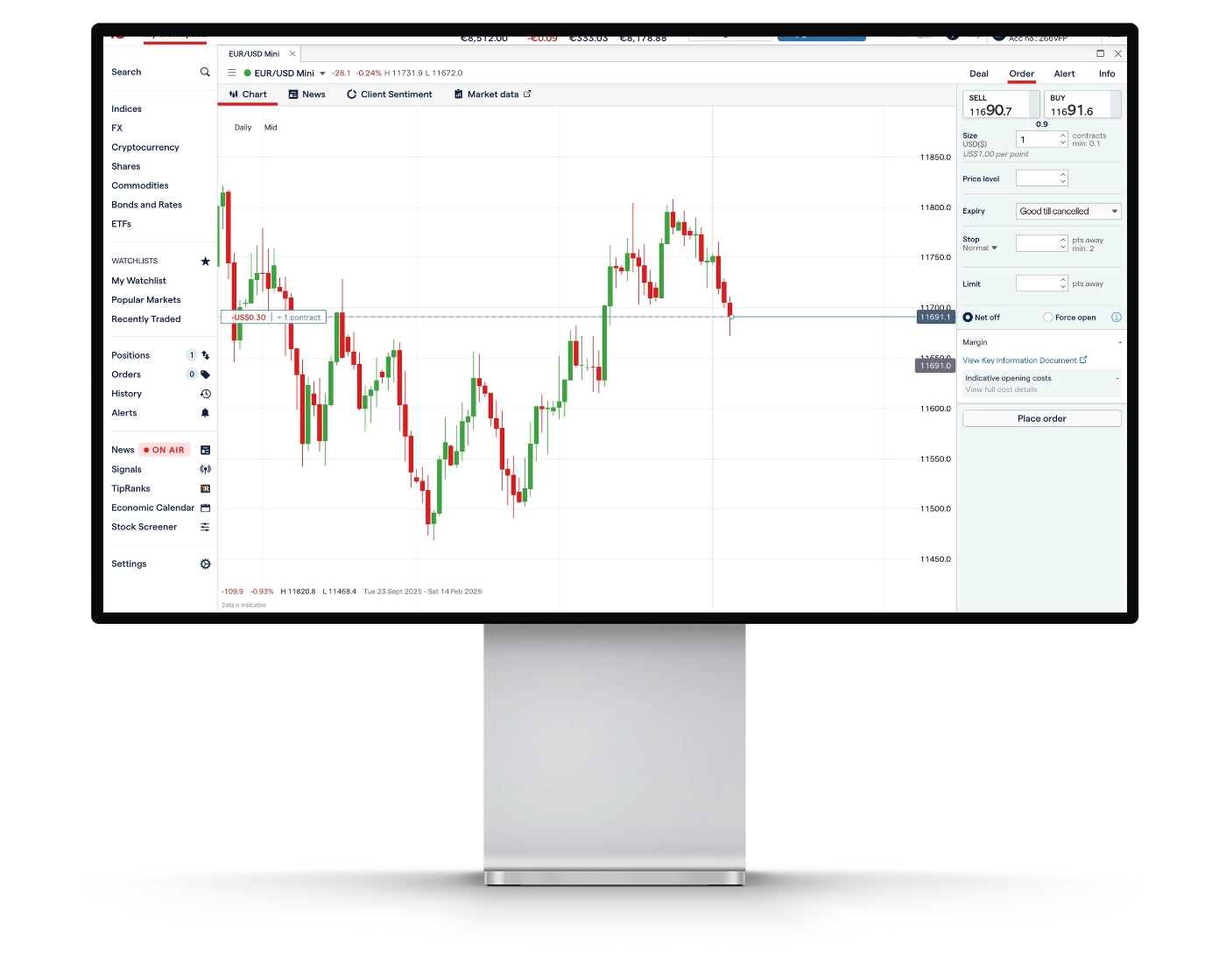 IG review image showing how to place orders and open trades on the IG Online Trading Platform.