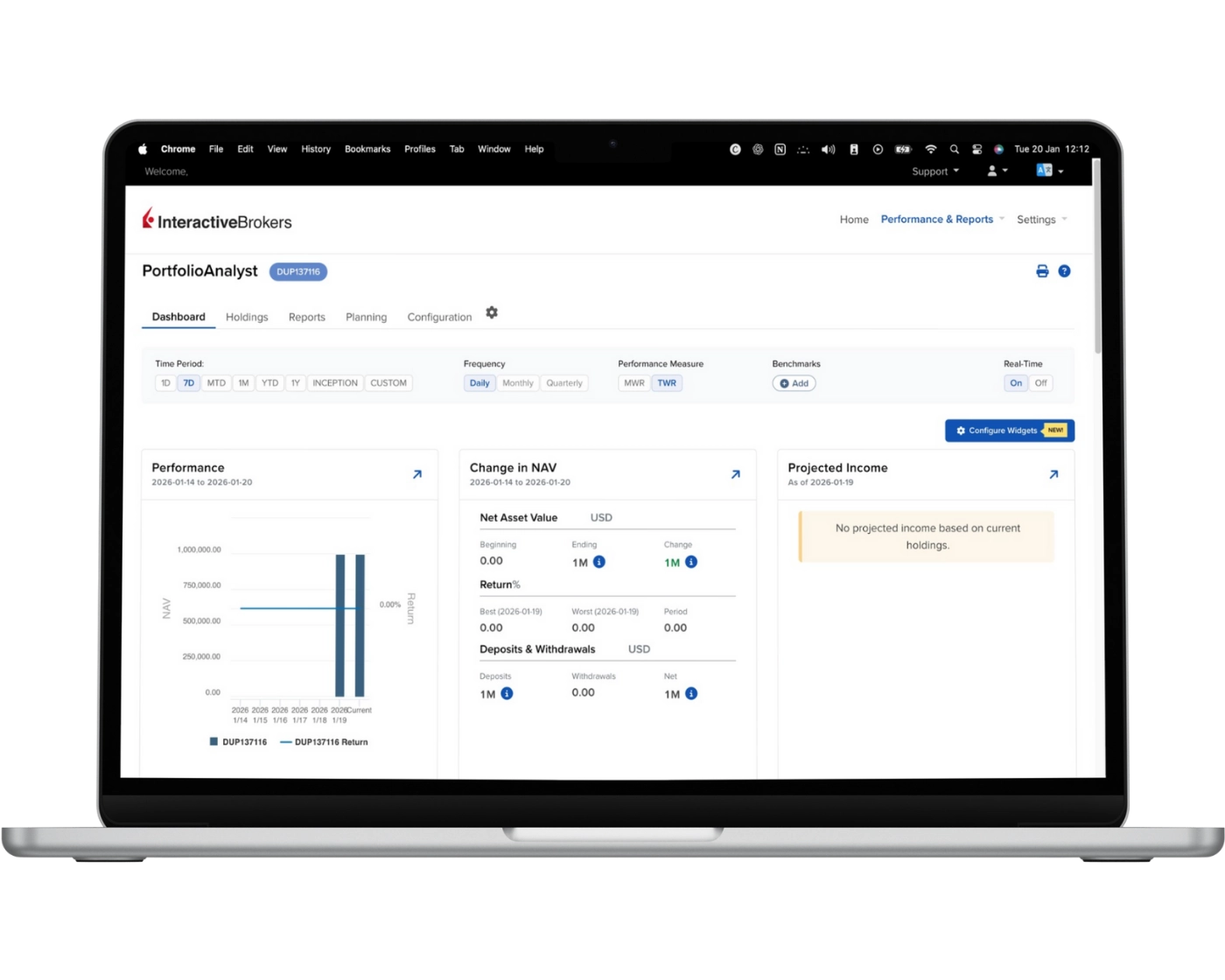 Interactive Brokers review image showing the IBKR Client Portal platform interface for online trading.