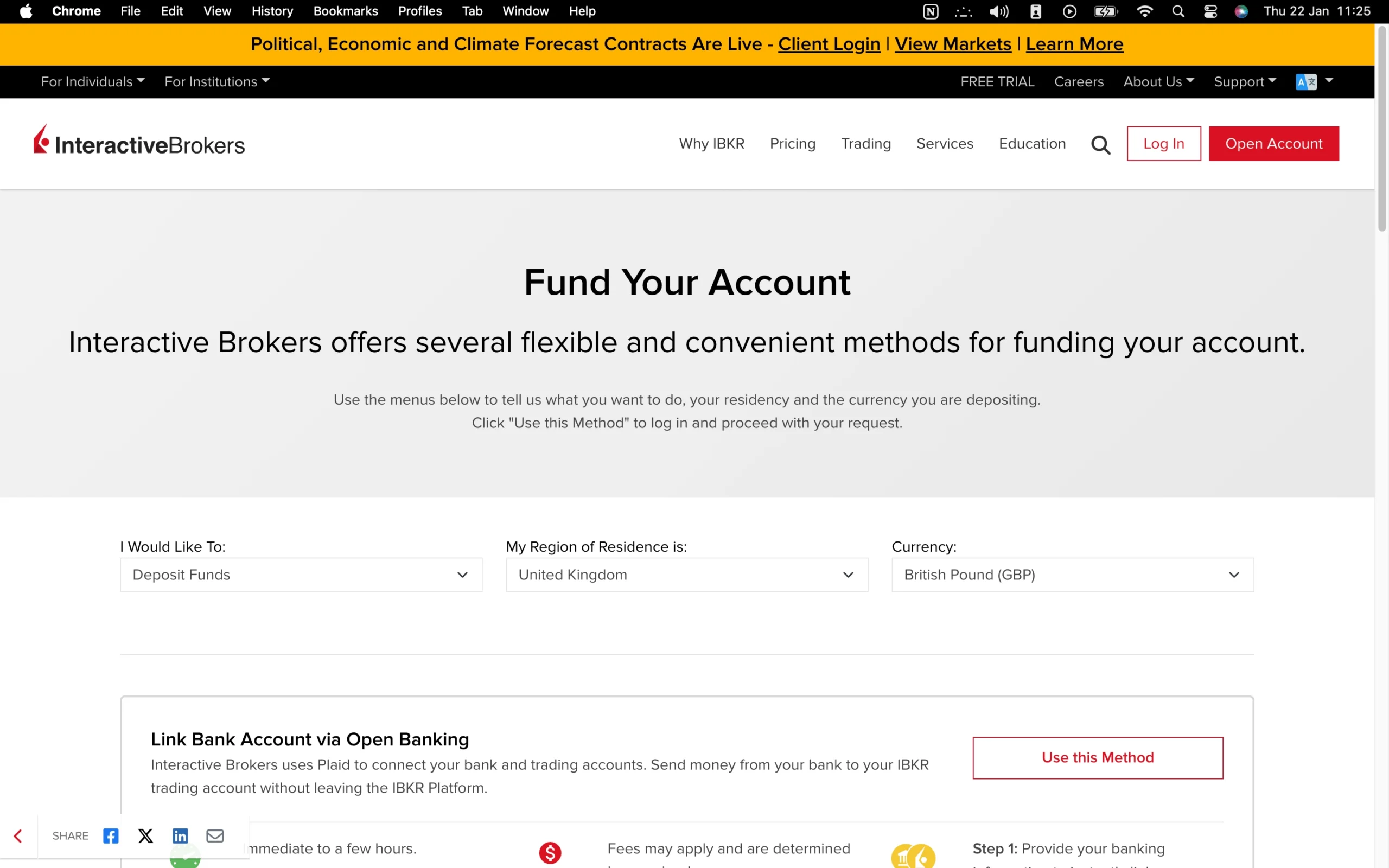Interactive Brokers review image showing all funding and withdrawal methods at Interactive Brokers.