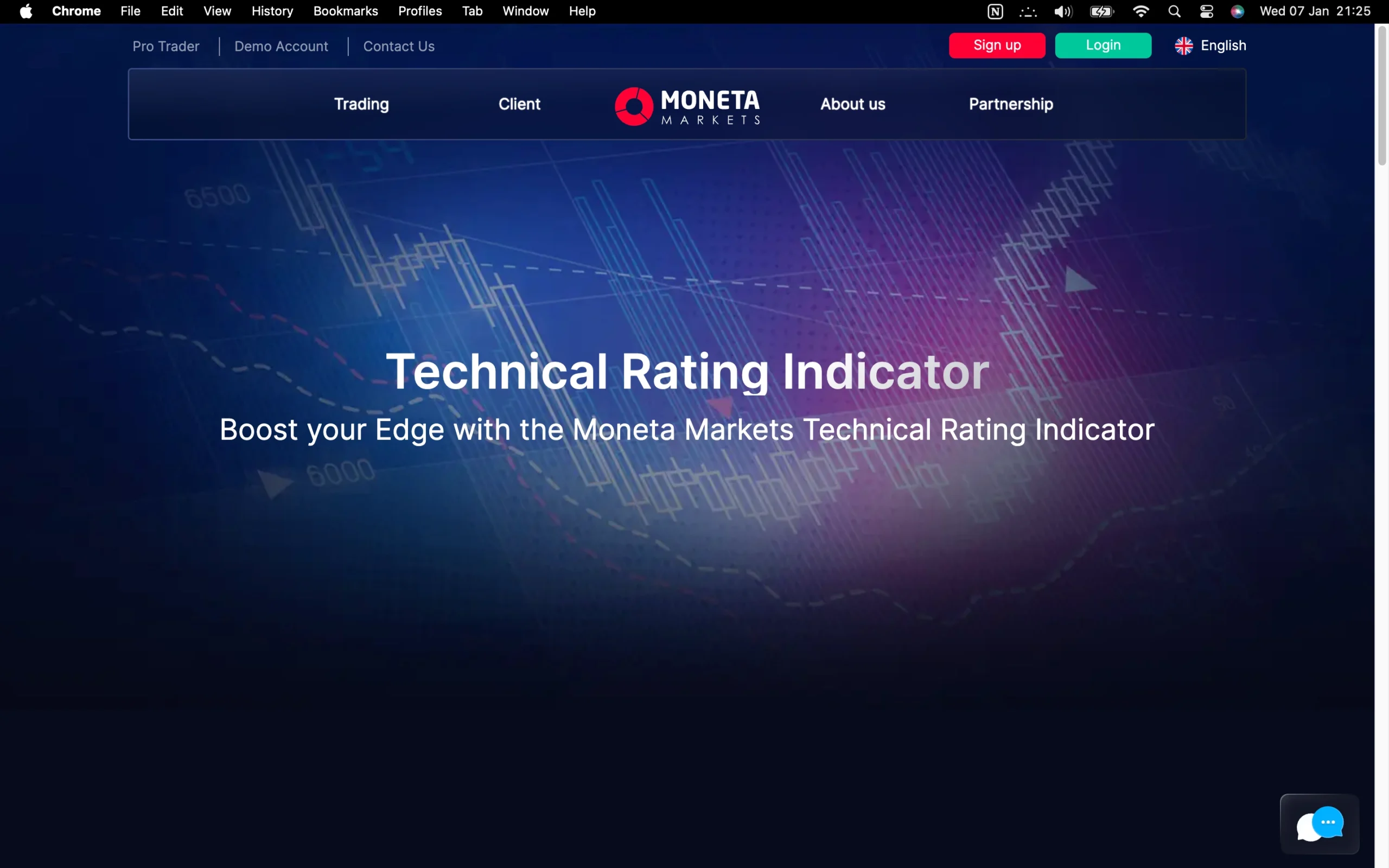 Moneta Markets review image showing the market analysis page with news and forecasts from trading professionals.
