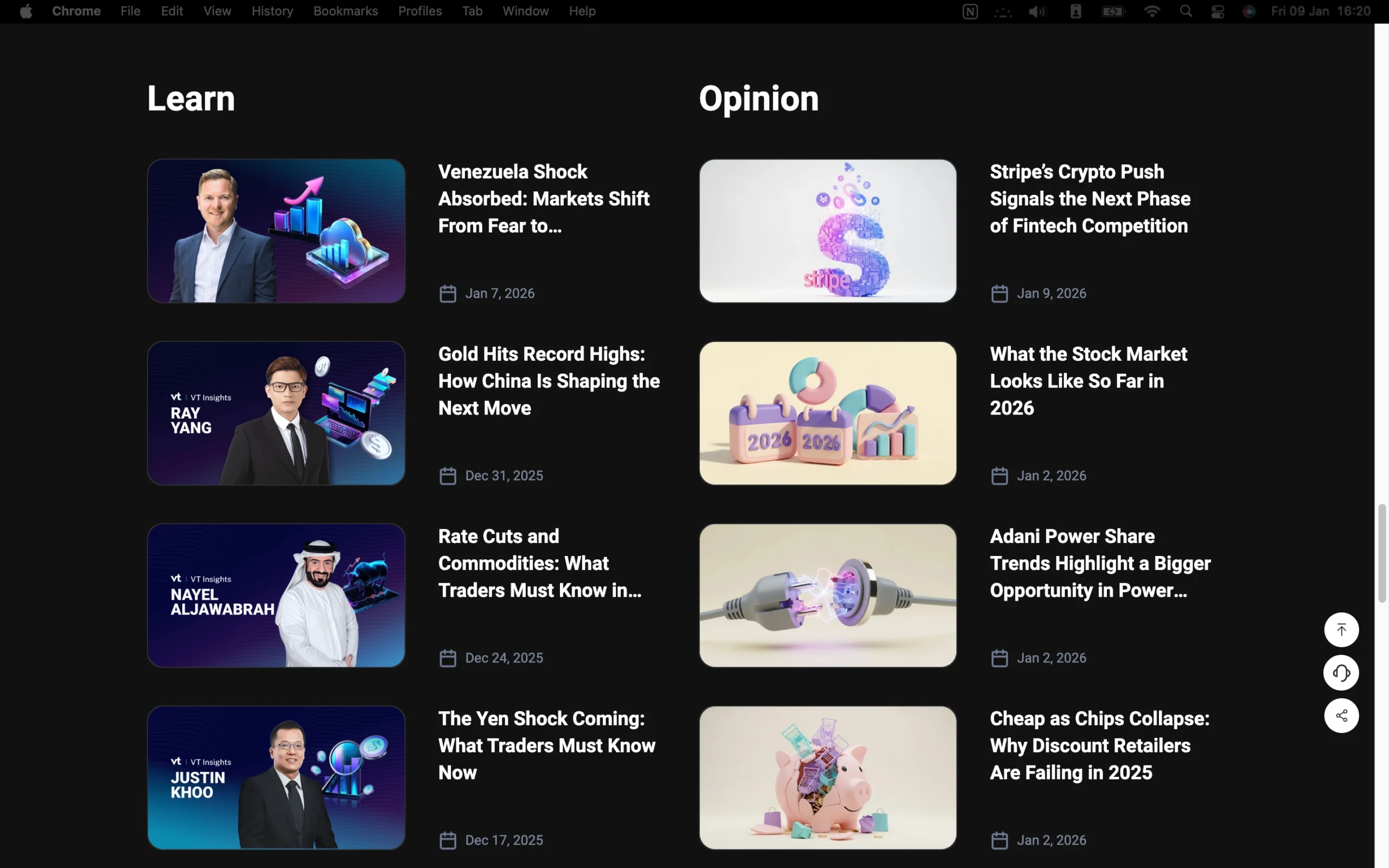 VT Markets review image showing the education page with trading guides and educational material for clients.