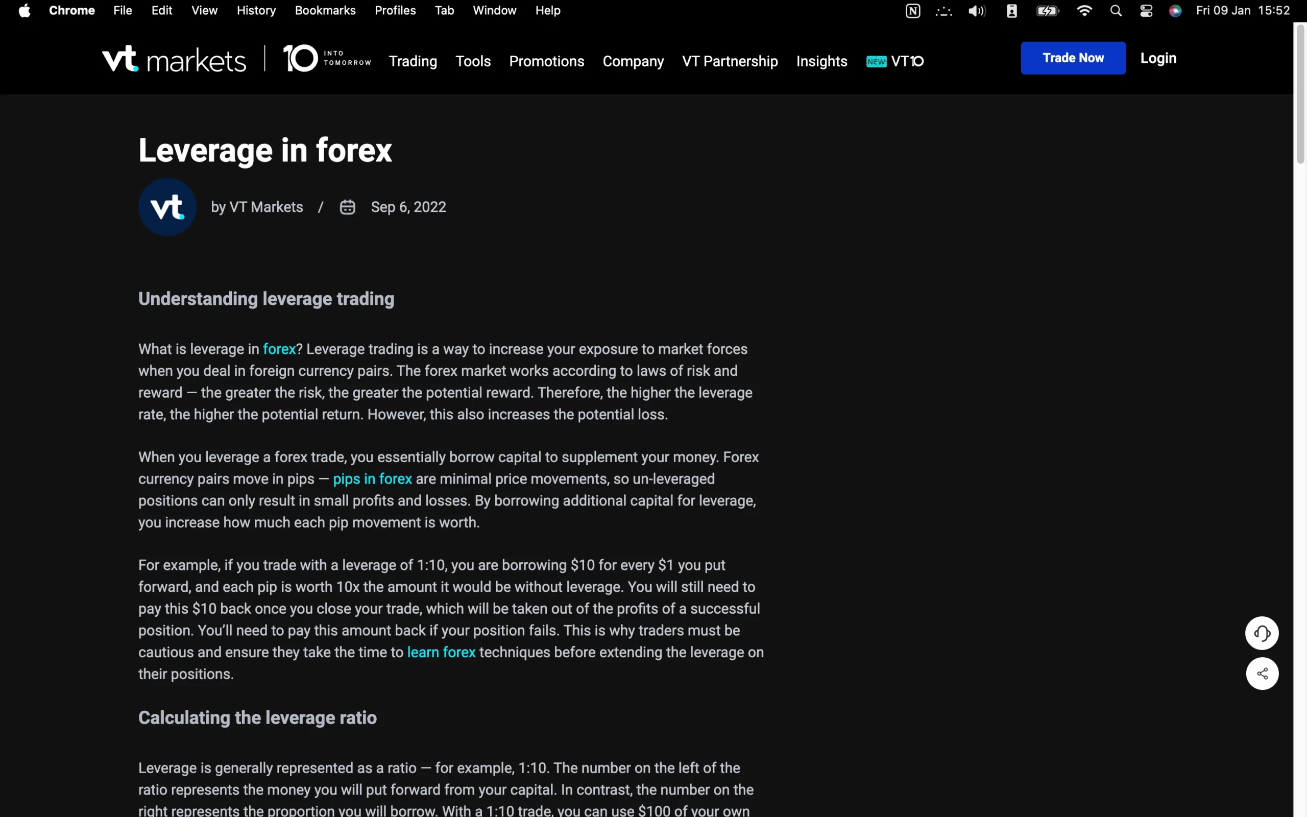 VT Markets review image showing maximum leverage for each tradable instrument, including FX majors, FX minors, Indices, Metals, Energies, Commodities, Bonds and Shares.