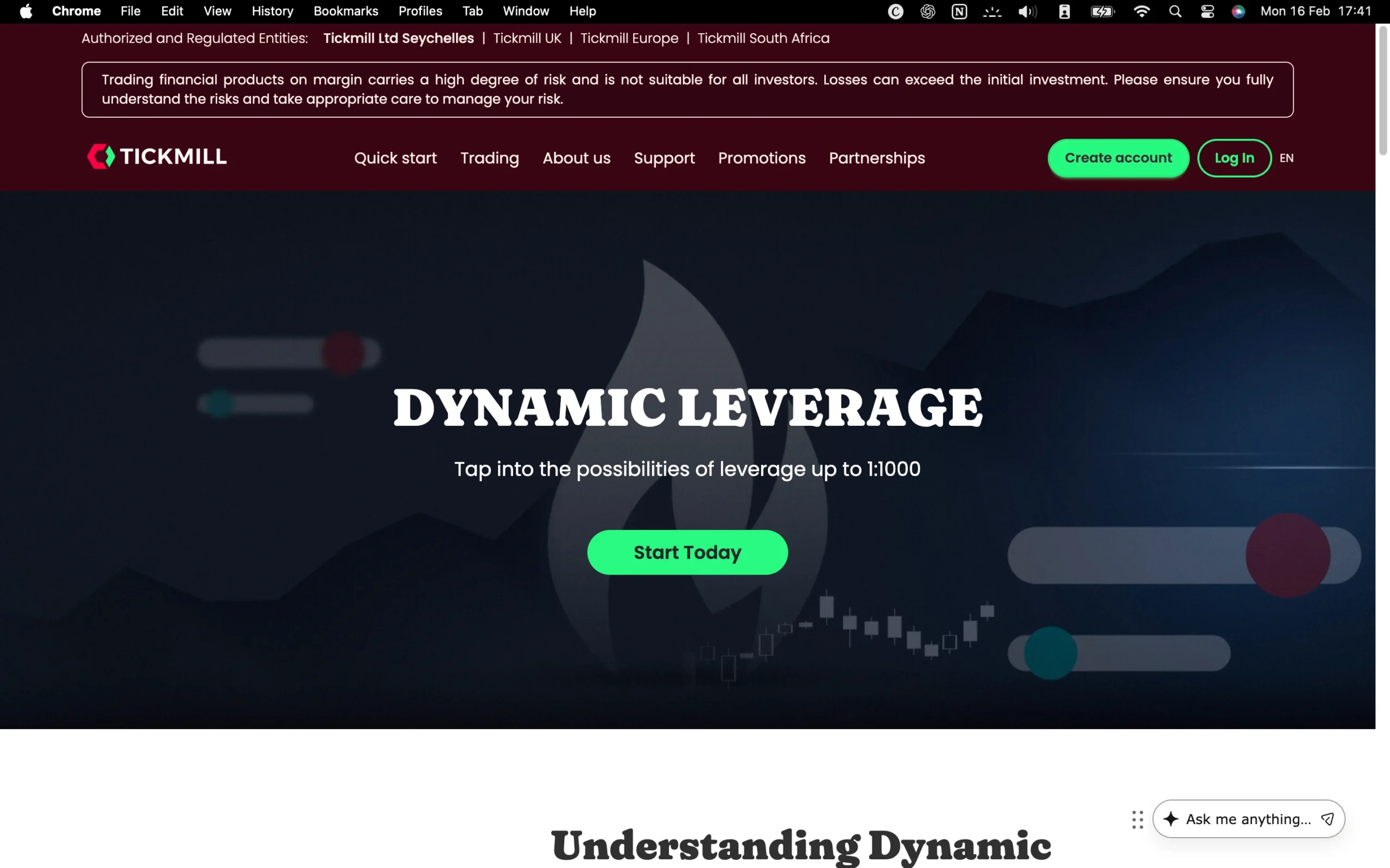 Tickmill review image showing maximum leverage for each tradable instrument, including Crypto, Commodities, Forex, Indices, Bonds, Stocks and ETFs.