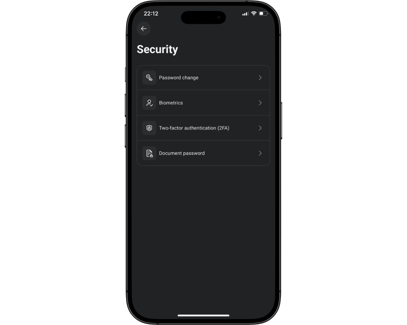 XTB review image showing the XTB Security page where clients can change their password, setup biometric login and setup two-factor authentication (2FA).