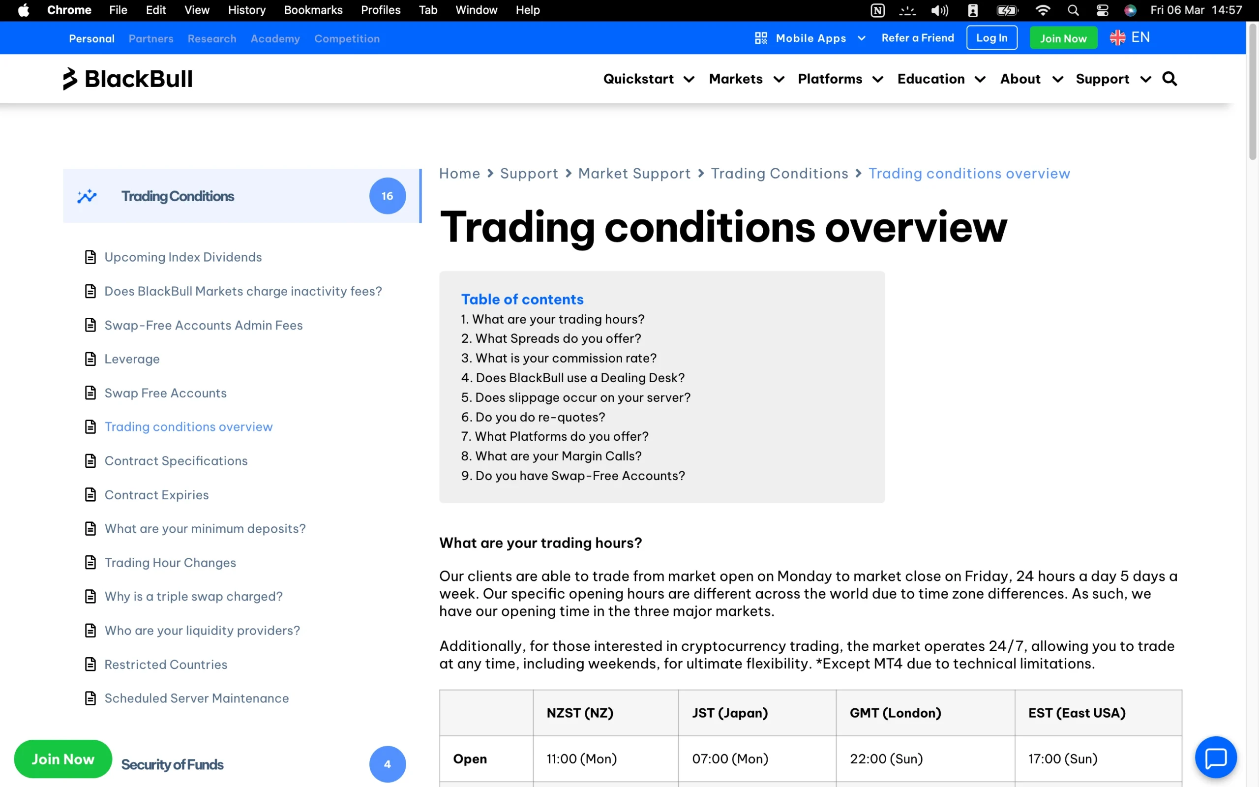 BlackBull Markets review image showing the broker’s trading fees, including live spreads, commissions, and swap rates across Forex, Metals, Indices, Commodities and Crypto.