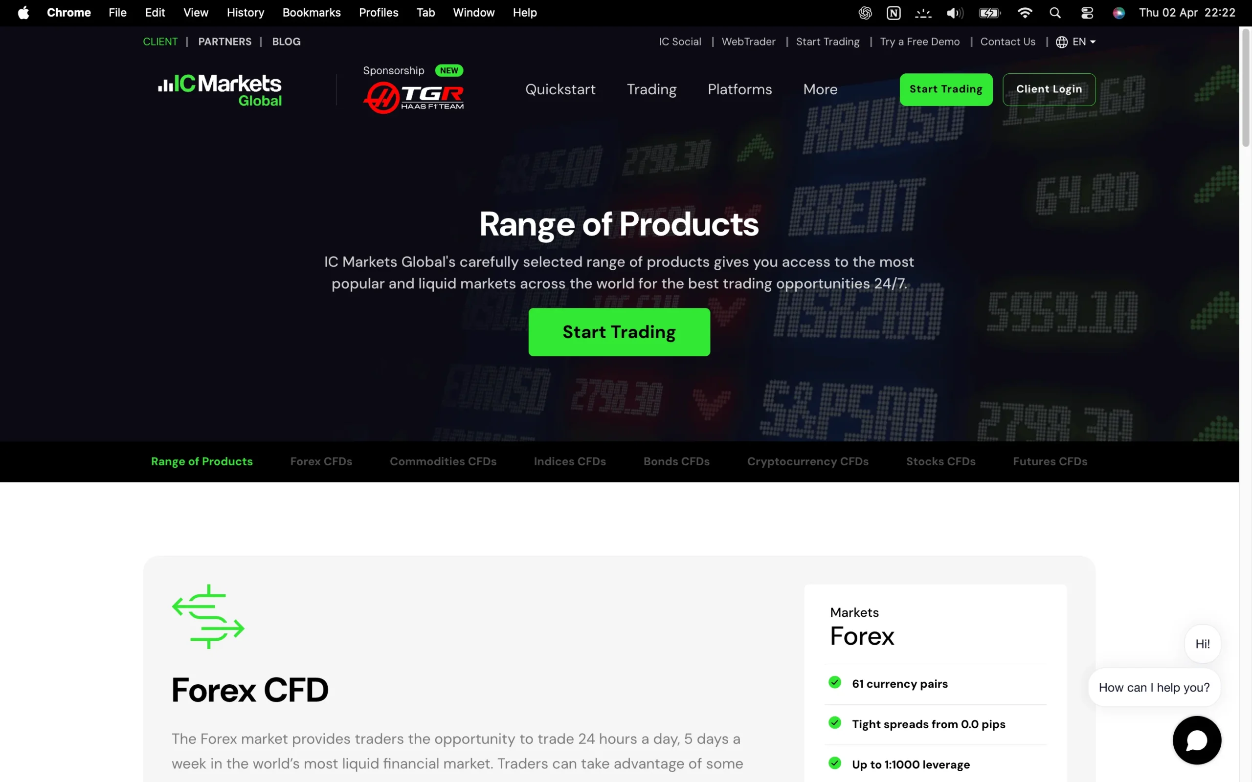 IC Markets review image showing all tradable instruments IC Markets offers, including Forex CFD's, Indices CFD's, Commodities CFD's, Stocks CFD's, Bonds CFD's, Cryptocurrency CFD's and Futures CFD's.