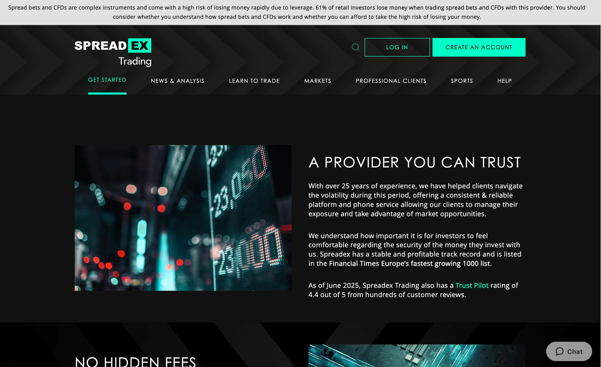 Spreadex regulation page showing office addresses, regulators, license numbers, and client money protection details for jurisdictions including the FCA.