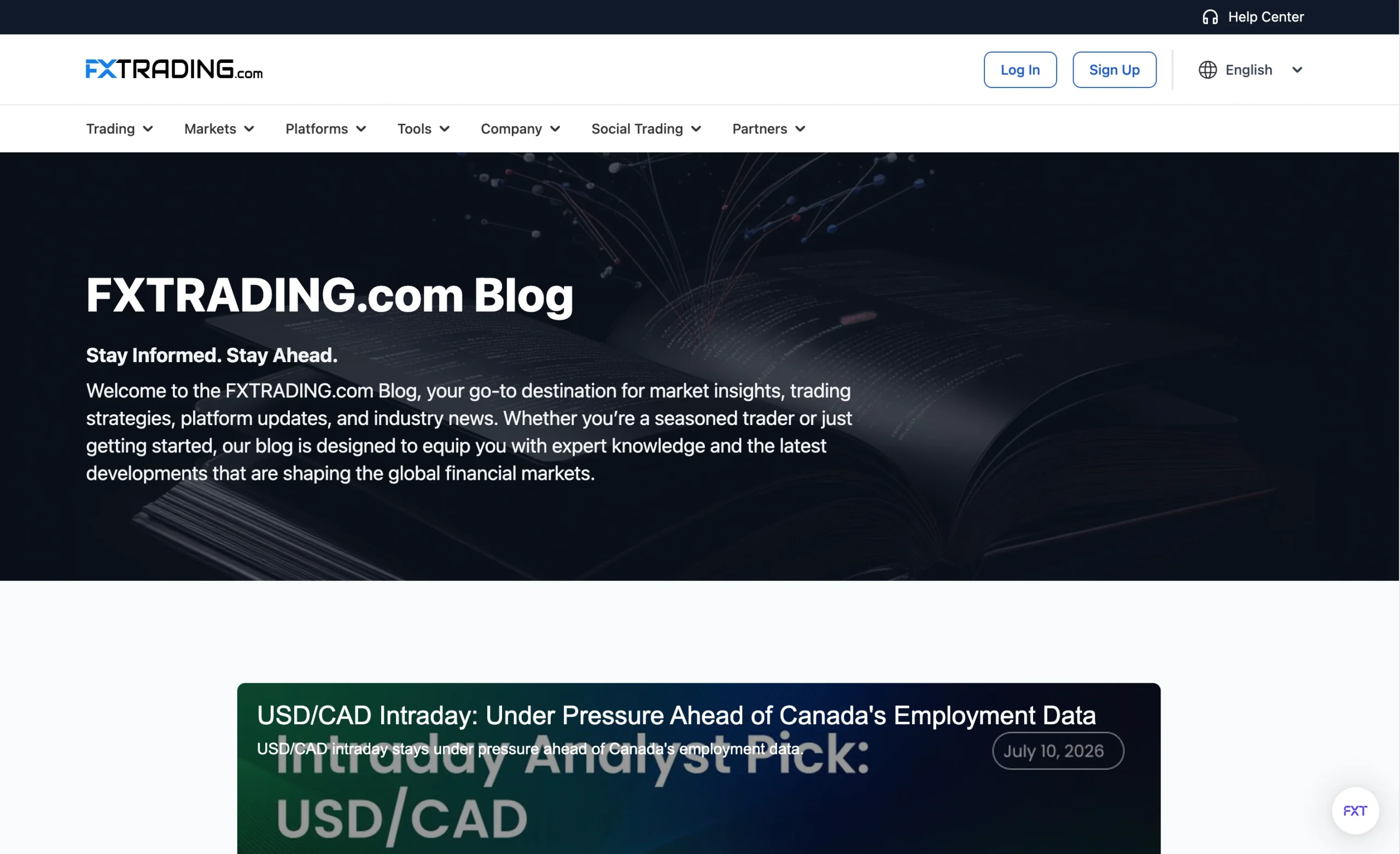 FXTRADING.com review image showing the education page with trading guides and educational material for clients.