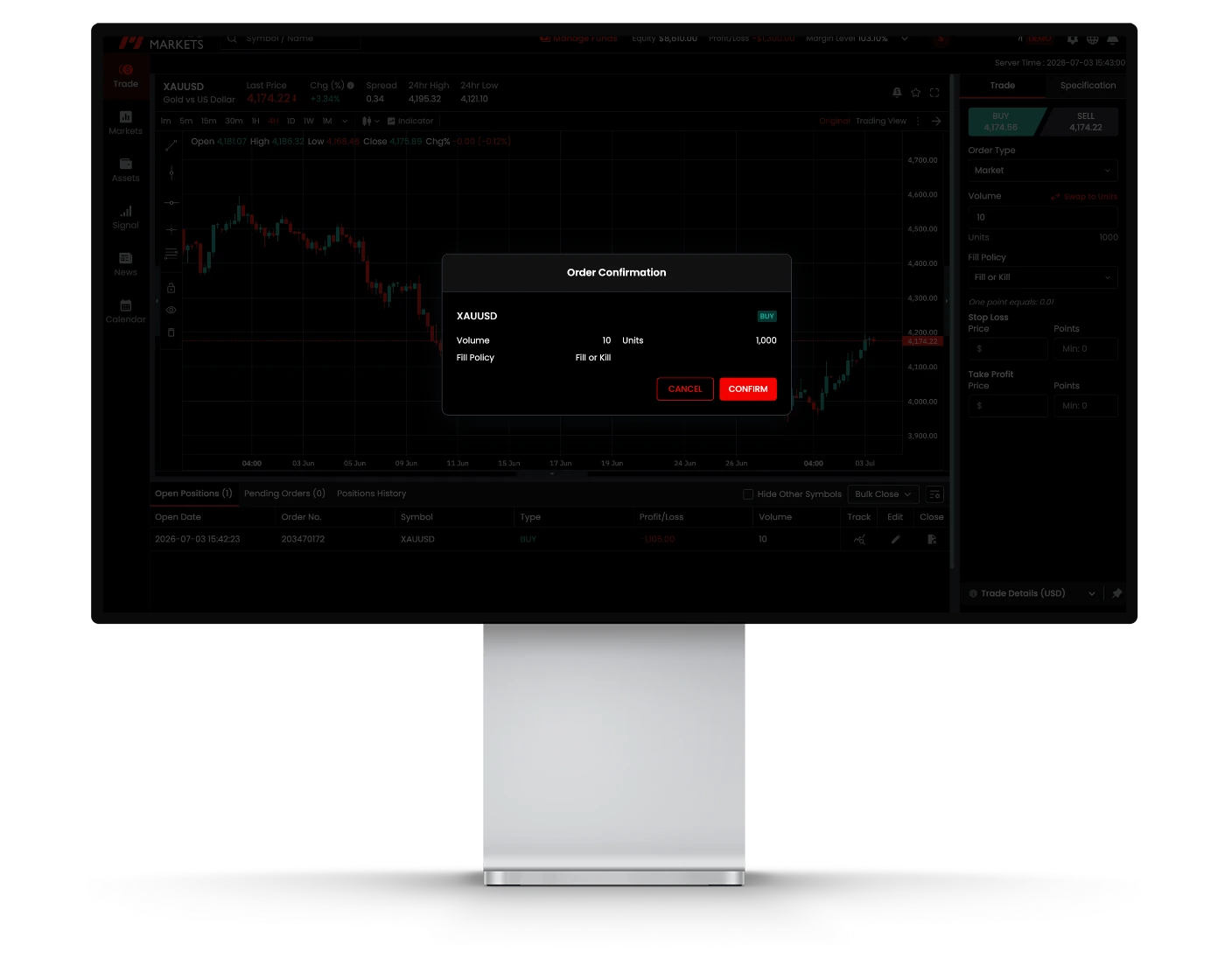 Hantec Markets review image showing how to place orders and open trades on the Hantec WebTrader trading platform.