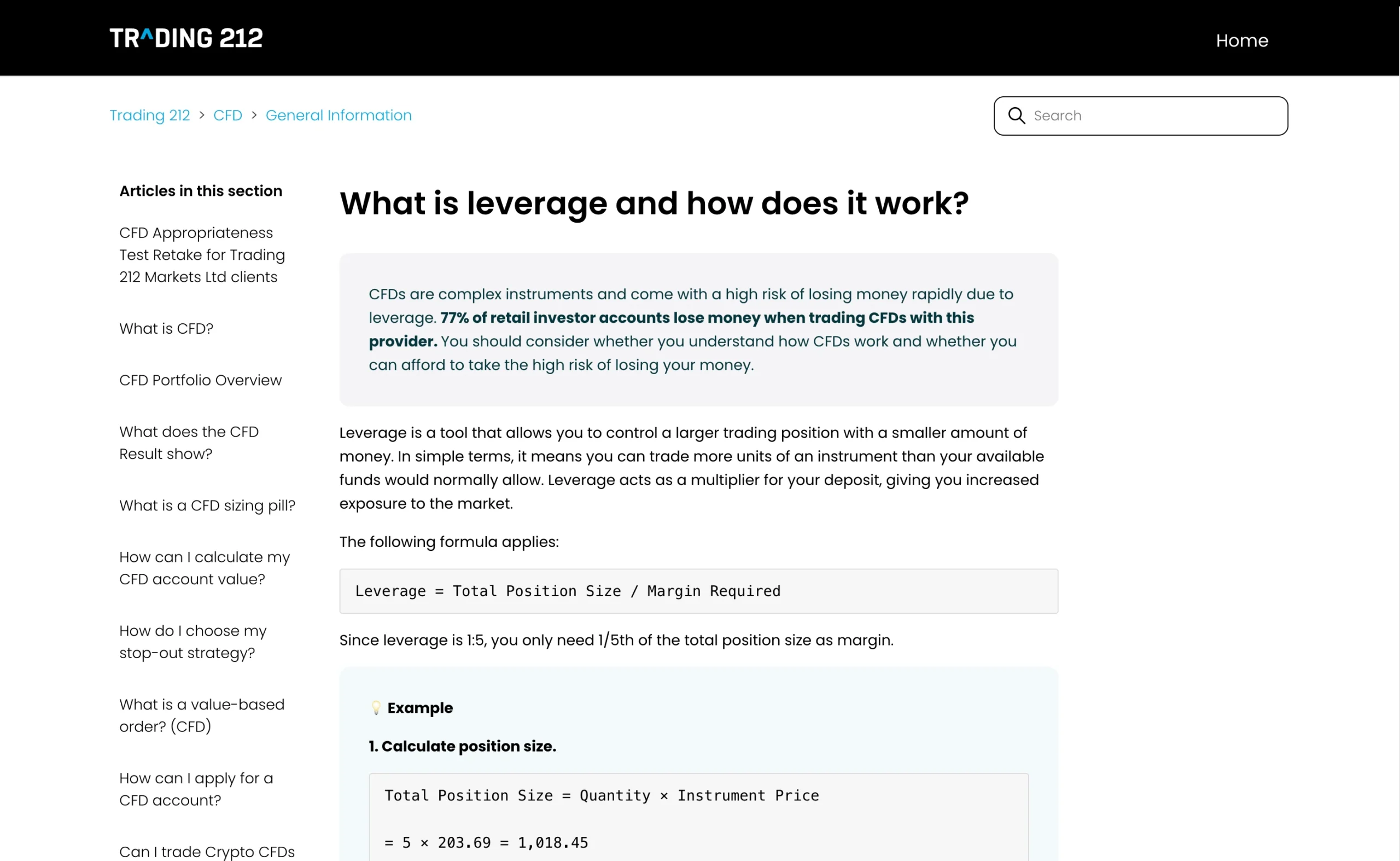 Trading 212 review image showing maximum leverage for each tradable instrument, including Forex, Indices, Metals, Crypto and Commodities.