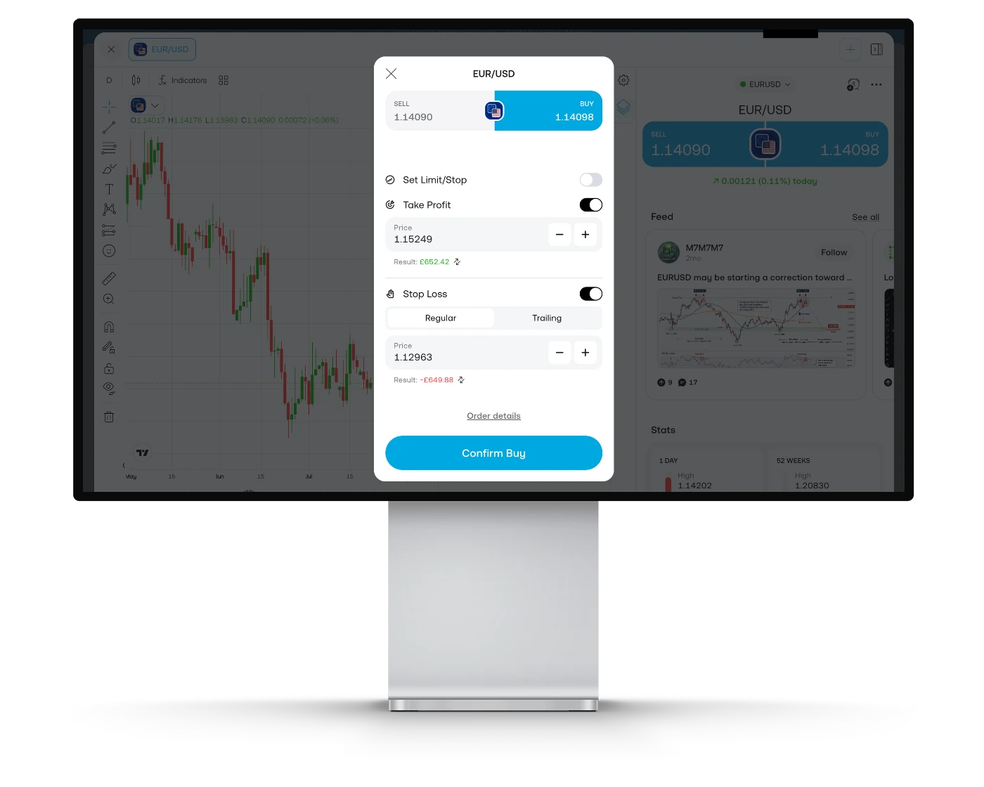 Trading 212 review image showing how to place orders and open trades on the Trading 212 Web Trader trading platform.