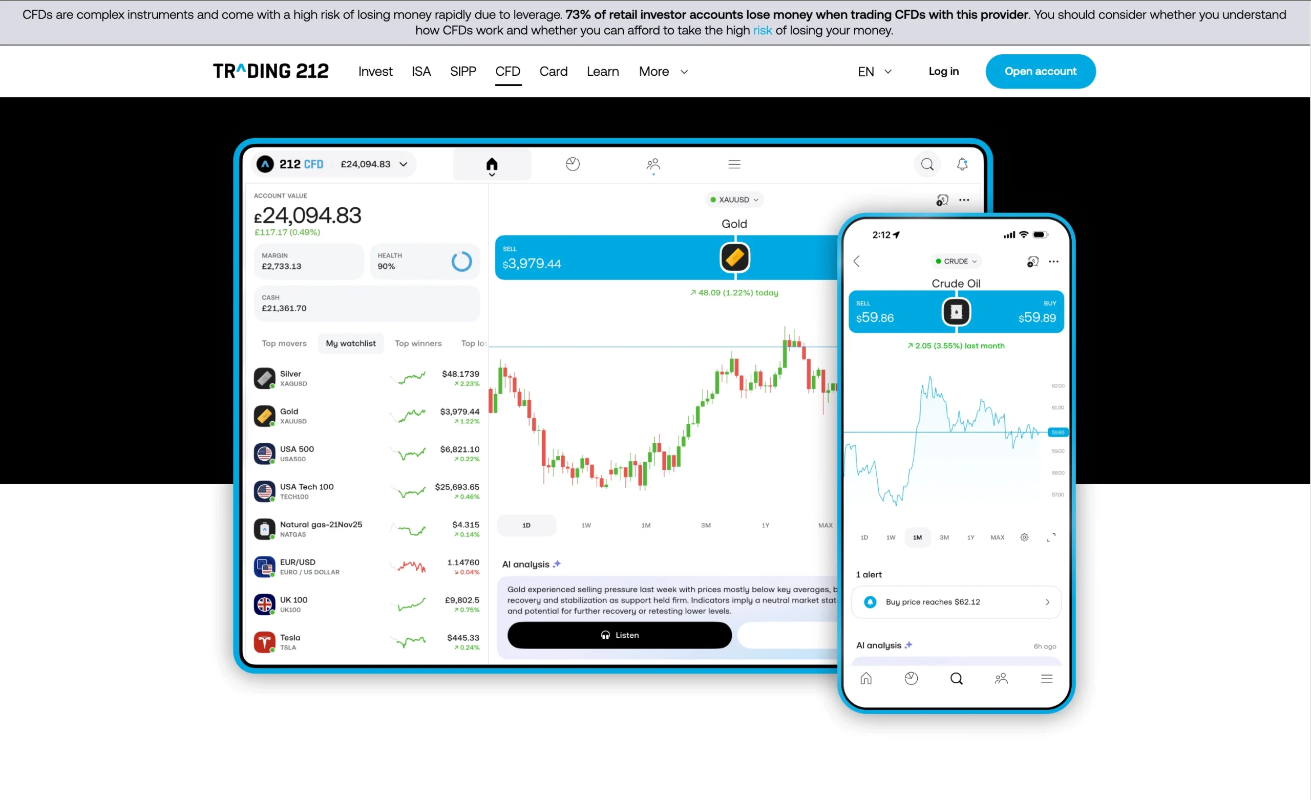 Trading 212 review image showing the trading platforms available to clients, including the Trading 212 Web Trader and Trading 212 Mobile App.