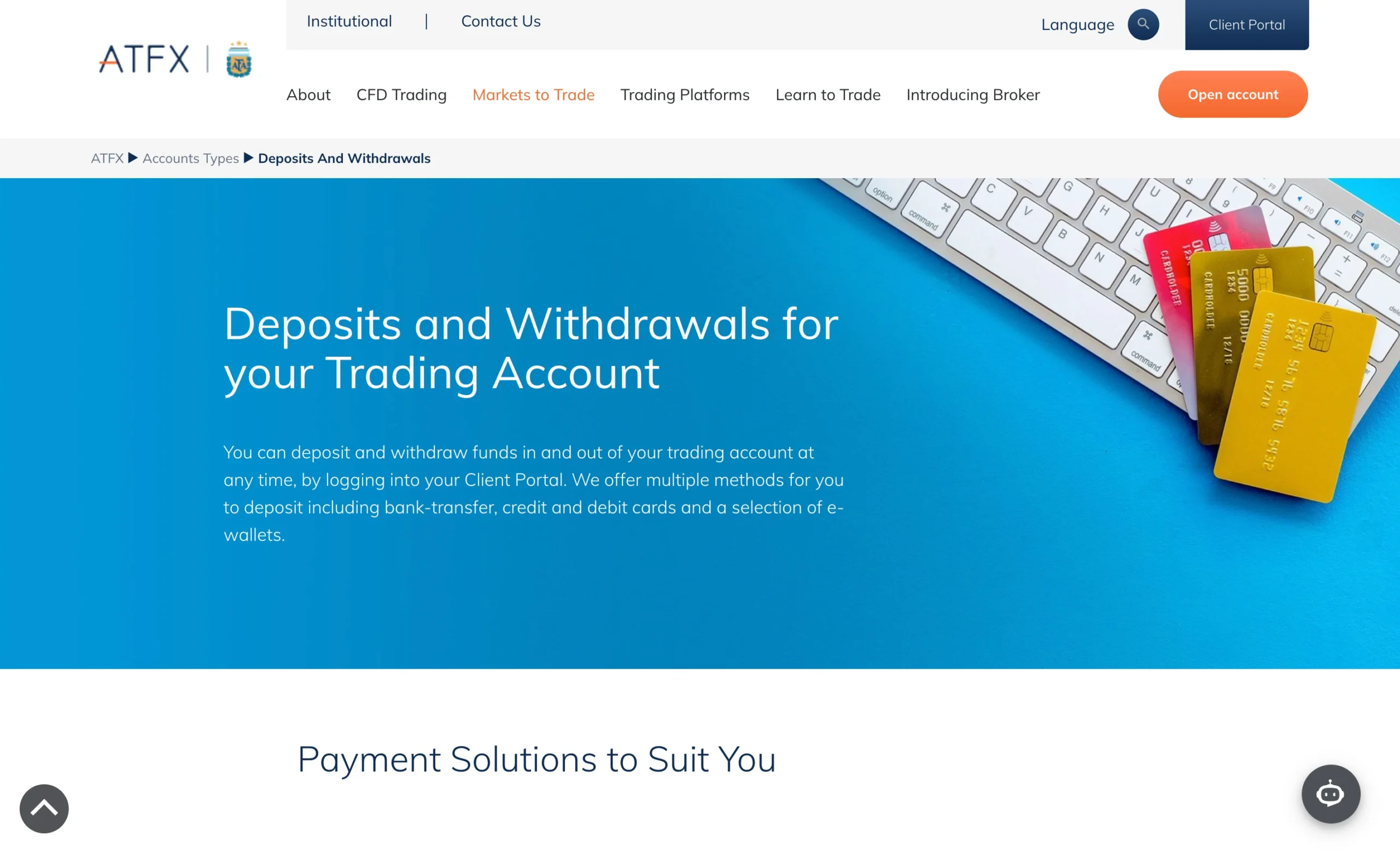 ATFX review image showing all funding and withdrawal methods at ATFX.